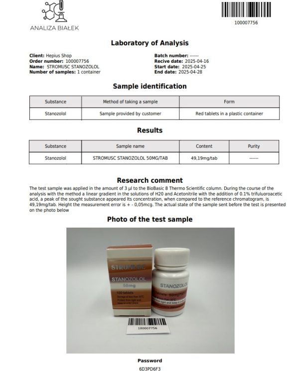 STROMUSC STANOZOLOL lab tests