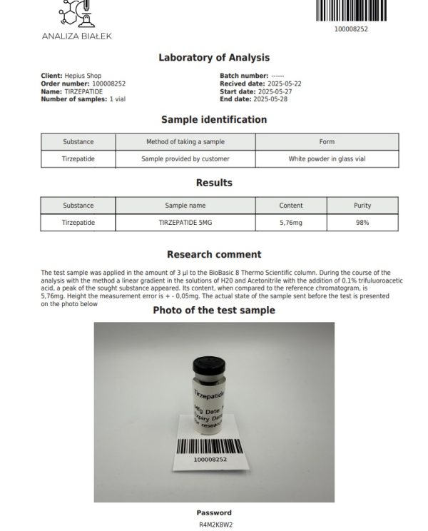HEPIUS TIRZEPATIDE lab tests