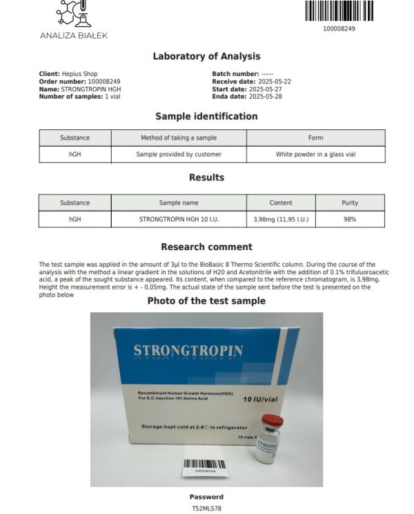STRONGTROPIN HGH lab tests