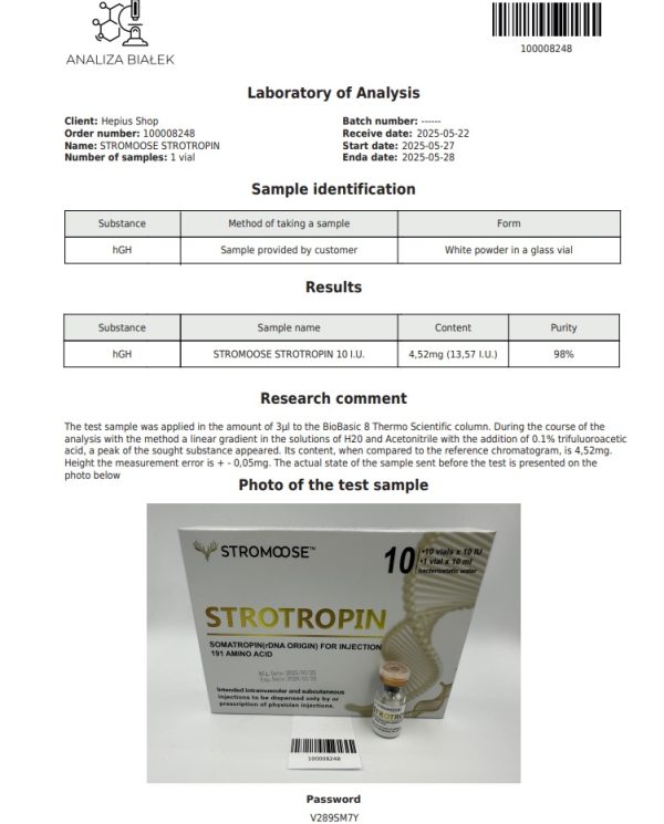 STROMOOSE STROTROPIN 10 10 IU lab tests