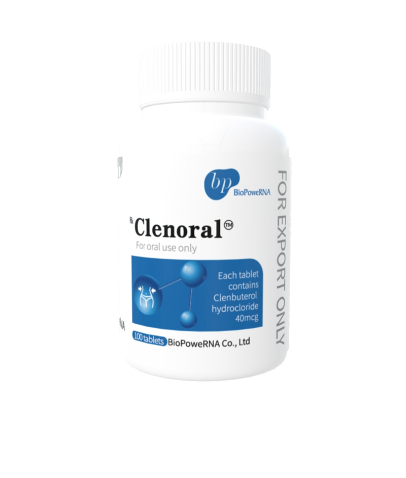 clenoral, clenbuterol, clenbuterol hydrochloride, clenbuterol 40mcg, clen 40mcg, clenbuterol tablets, clen tablets, oral clenbuterol, clenbuterol hydrochloride tablets, beta 2 agonist, beta 2 adrenergic agonist, bronchodilator, thermogenesis, metabolic rate, cutting, body composition, fitness, BioPowerRNA, Clenoral BioPowerRNA, 100 tablets