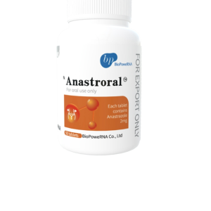 Anastroral contains Anastrozole 2 mg per tablet, a premium aromatase inhibitor manufactured by BioPowerRNA. Supplied in a sealed bottle containing 50 tablets